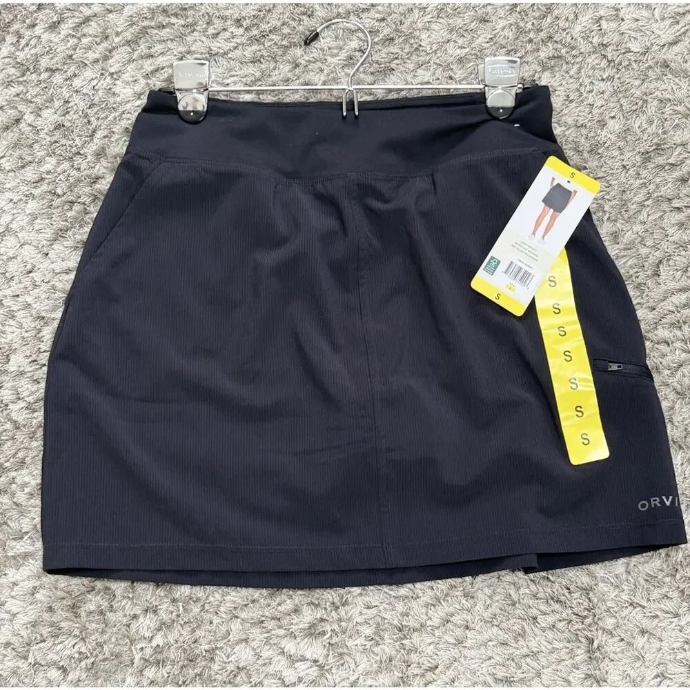 NWT Orvis Womens Black Lightweight Moisture Wicking Athletic Skort Golf Tennis S